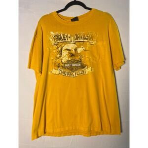 Harley Davidson Ocean City, Maryland Graphic Print Yellow Shirt Pocket Tee XL